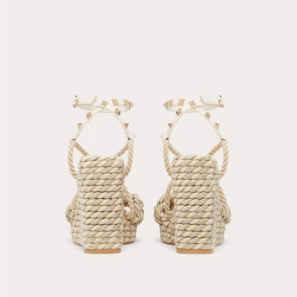 Valentino ROCKSTUD SILK TORCHON WEDGE SANDAL 115MM - Picture 3 of 7